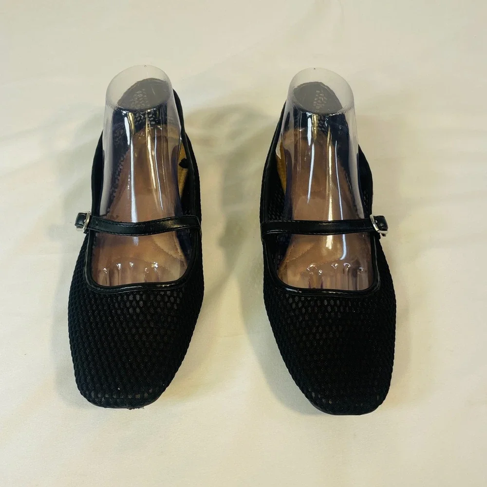 Old Navy‎ Mesh Ballet Flats Mary Jane Women's 10 Blackjack Black Buckle Strap